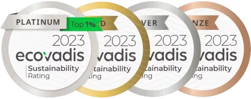 Médailles EcoVadis 2023 Platinum Top 1%, Gold, Silver et Bronze pour la notation RSE des entreprises