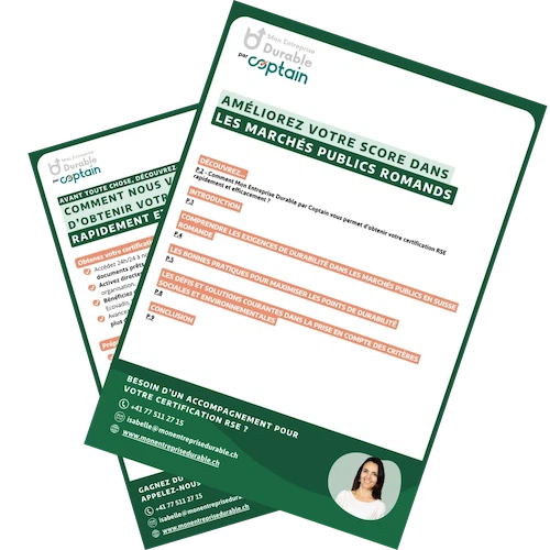 Cover image of the Coptain guide “Improve Your Score in French-speaking Switzerland’s Public Procurement Processes” featuring best practices for sustainability in French-speaking Switzerland