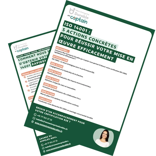 Visuel du guide Coptain "ISO 14001 : 5 actions concrètes pour réussir votre mise en œuvre efficacement"