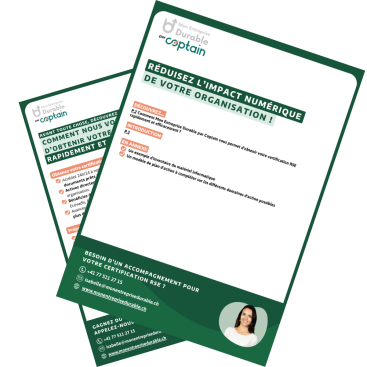 Visuel – Réduisez l’impact du numérique de votre organisation – nos 2 documents essentiels vous guide vers des pratiques plus responsables Visuel - Réduisez l’impact du numérique de votre organisation – nos 2 documents essentiels vous guide vers des pratiques plus responsables